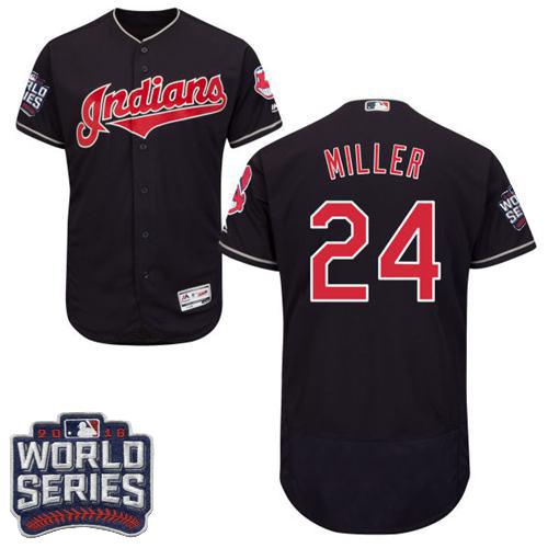 Indians #24 Andrew Miller Navy Blue Flexbase Authentic Collection 2016 World Series Bound Stitched MLB Jersey - Click Image to Close